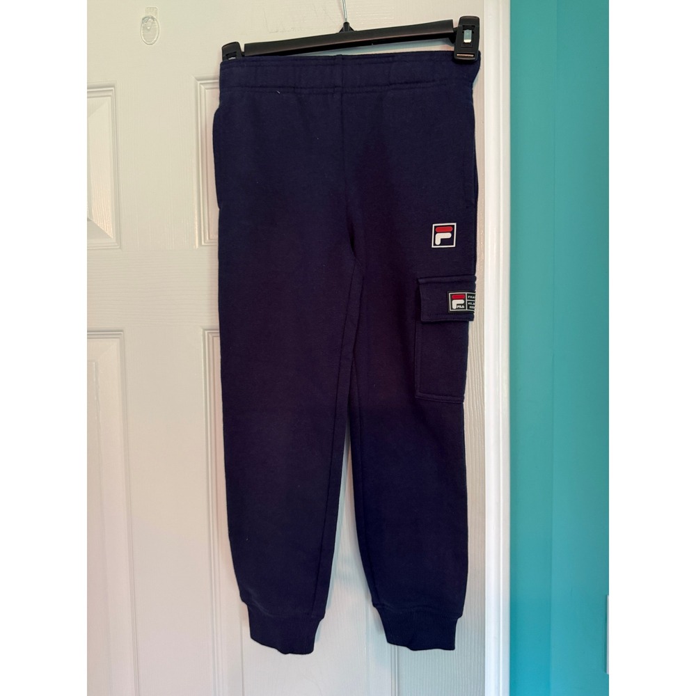 Fila Boys Navy Blue Cargo Sweatpants Joggers Logo Patch Size 5